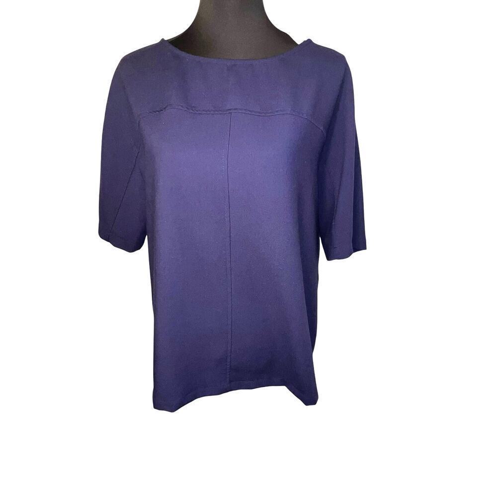 Hatch women’s size 3, navy blue short sleeve minimalist stretchy tunic top 